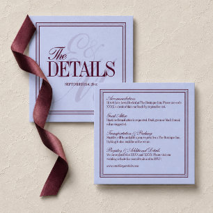 Cartão De Informações Luxo em Periwinkle e Formal de Casamento em Tons d