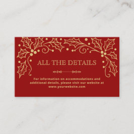Cartão De Informações Luxury Red & Antique Gold Wedding Details