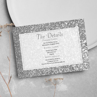Cartão De Informações Luxury silver sparkly glitter glam Details Card