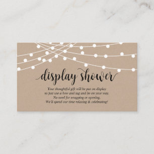 Cartão De Informações Luzes de corda, Fazenda Kraft com tema, Chá de ex