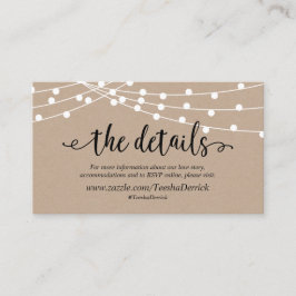 Cartão De Informações Luzes de corda kraft rústicas, nossos detalhes, si