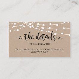 Cartão De Informações Luzes de corda rústicas kraft, Nossos Detalhes, si