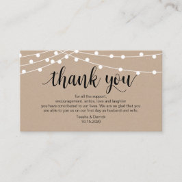 Cartão De Informações Luzes de Corda Rústicas, Preto, Obrigado Casamento