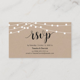 Cartão De Informações Luzes de Cordas Rásticas, Script Preto, VP de Casa