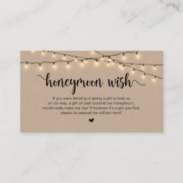 Cartão De Informações Luzes de cordas russas, Kraft, lua de mel, desejo