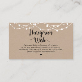 Cartão De Informações Luzes de Cordas Russas, Kraft, lua de mel, desejo