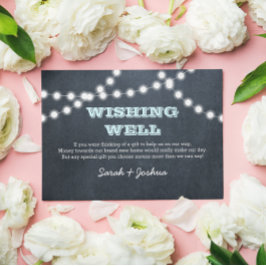 Cartão De Informações Luzes de Lousa Aquática Poço de Desejos Casamento