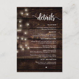 Cartão De Informações Luzes de Madeira Rústica de Fazenda, Luzes de Cord