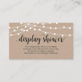 Cartão De Informações Luzes de String Rásticas, Script Preto, Chá de Exi