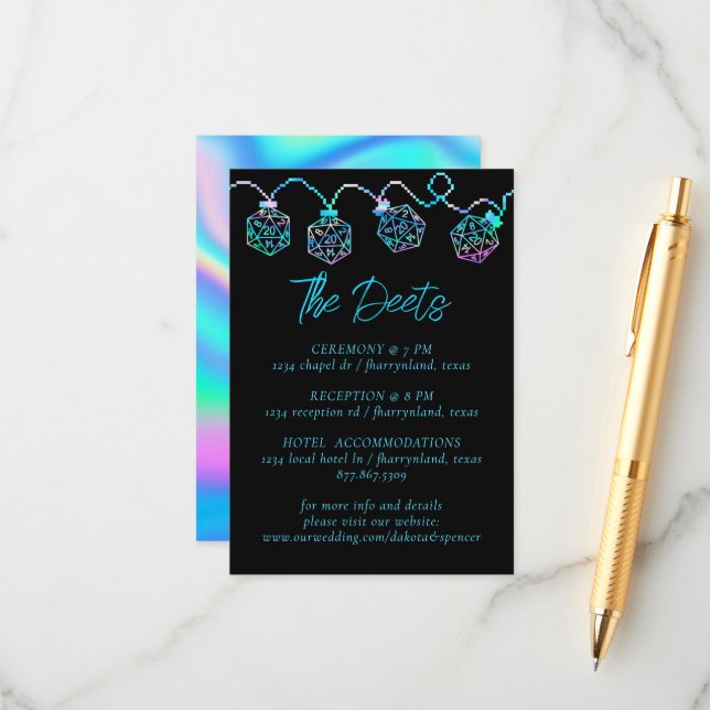 Cartão De Informações Luzes RPG | Holo Fantasy Tabletop Gamer Detalhes (Frente/Verso In Situ)