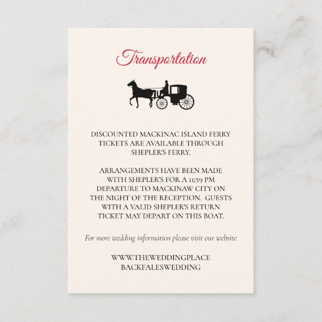 Cartão De Informações Mackinaw Island Transportation Enclosure Card (Frente)