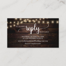 Cartão De Informações Madeira de Fazenda Rústica, Luzes de Corda, Envio 