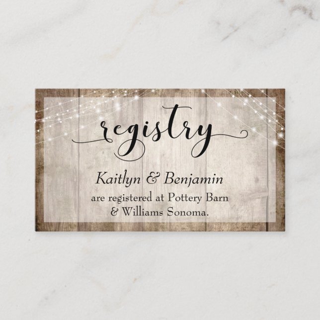 Cartão De Informações Madeira marrom russa pálida com luzes, registro de (Frente)