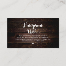 Cartão De Informações Madeira Rústica Fazenda Escura, Desejo Lua de mel