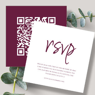 Cartão De Informações Magenta   Código QR   RSVP de Casamento