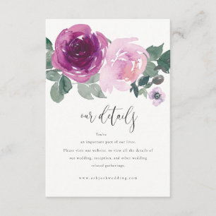 Cartão De Informações Magenta Rosa Jardim Floral Casamento Detalhes Marf