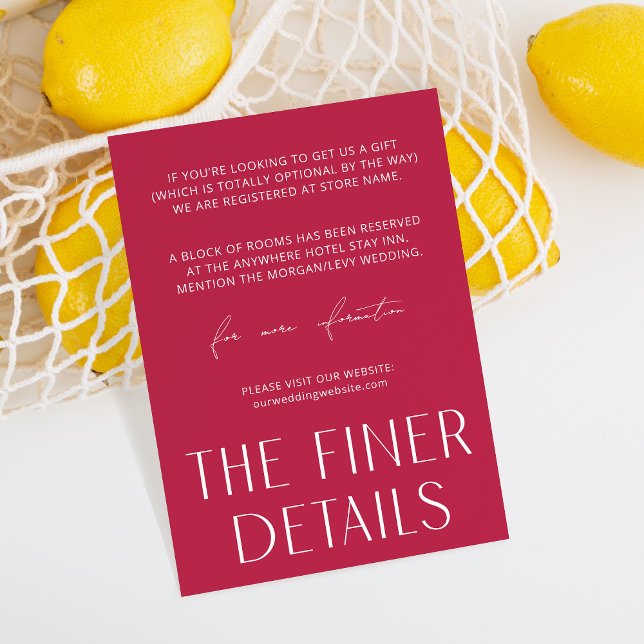 Cartão De Informações Magenta Simples Mínima Os Detalhes Mais Finos (Criador carregado)