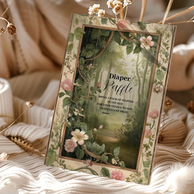 Cartão De Informações Mágica Floresta Floral Raffle Diapper (Criador carregado)