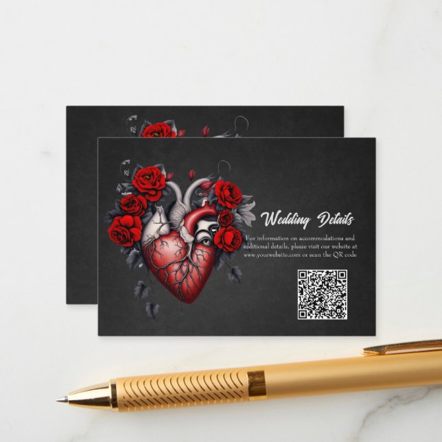 Cartão De Informações Magnífico coração gótico vitoriano (Frente/Verso In Situ)