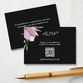 Cartão De Informações Magnolia Floral Wedding QR RSVP
