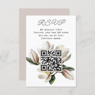 Cartão De Informações Magnolia Flowers RSVP Código QR