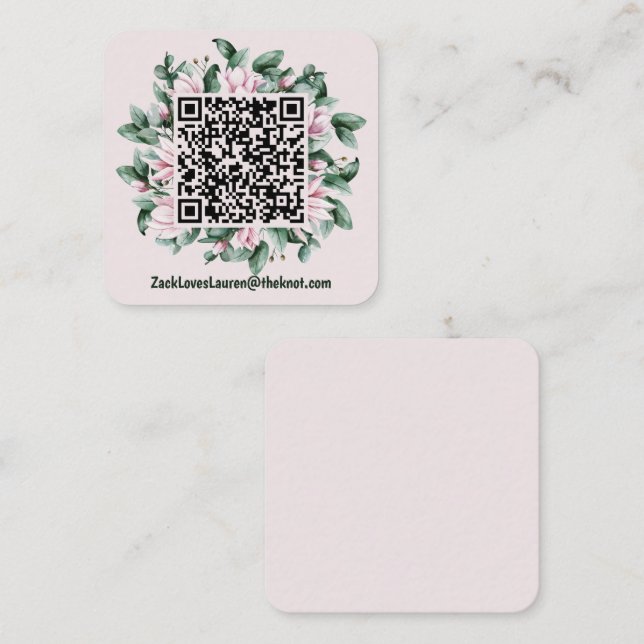 Cartão De Informações Magnolia QR Code com Site de Casamento (Frente/Verso)