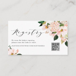 Cartão De Informações Magnolia rosa e Hydrangea URL Code Gift Registry