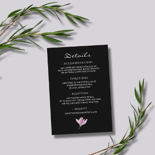 Cartão De Informações Magnólia Roxa em Detalhes de Casamento Floral Pret
