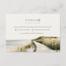 Mail Back Boardwalk Dune Grass Wedding RSVP Card