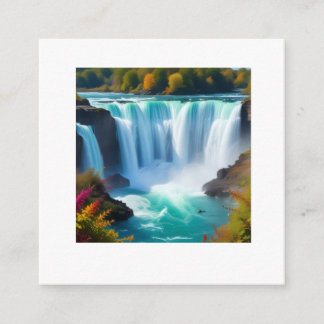 Cartão De Informações Majestosa Cachoeira Turquesa | Parede de Natureza
