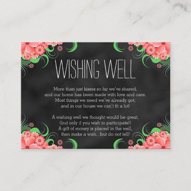 Cartão De Informações Mala Preta, Pink, Floral, Bem-Vindo (Frente)