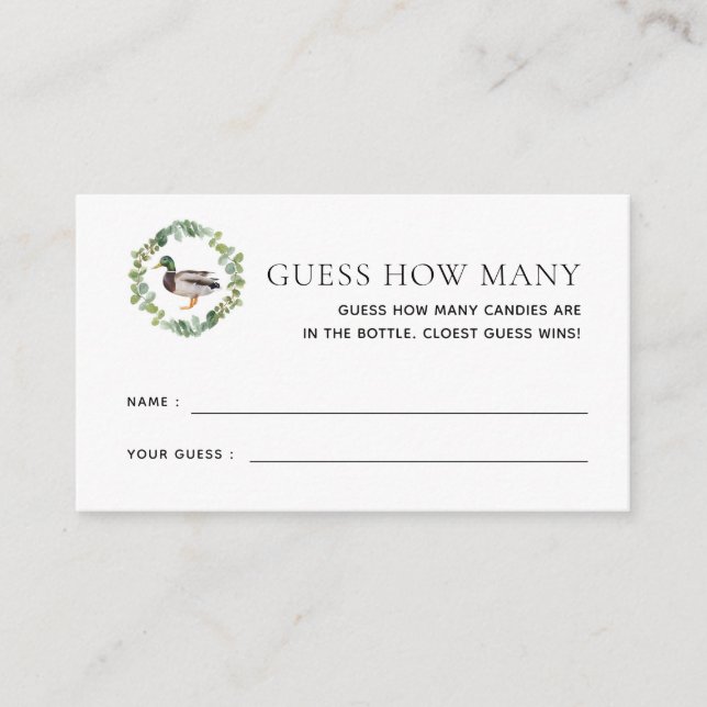 Cartão De Informações Mallard Duck Chá de fraldas Adivinha Quantos Jogo (Frente)