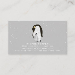 Cartão De Informações Mamãe E Bebê Penguin Cinza Bebê Fralda Raffle