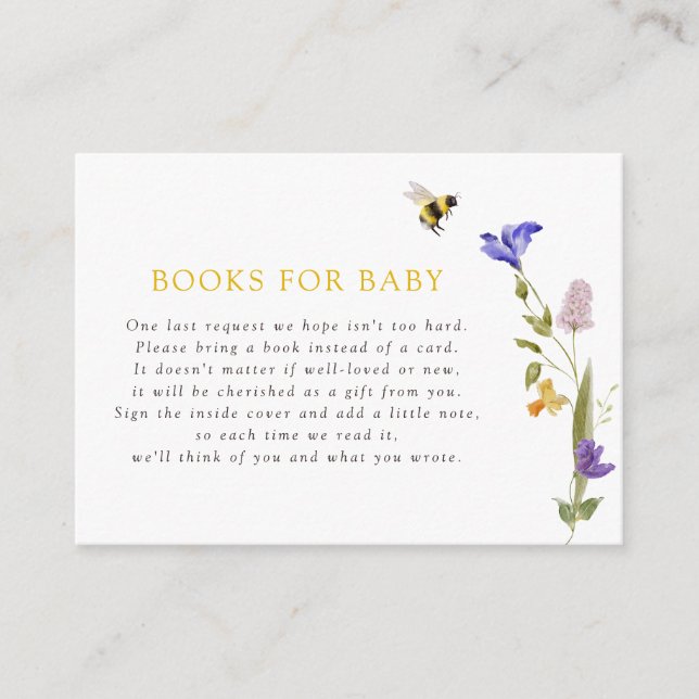 Cartão De Informações Mamãe para Bee Wildflower Bee Books para Bebê (Frente)