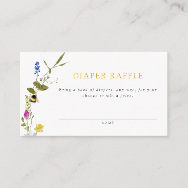 Cartão De Informações Mamãe para Bee Wildflower Bee Fralda Raffle (Frente)