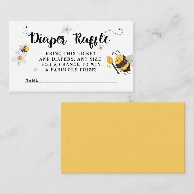 Cartão De Informações Mamãe para o Chá de fraldas de Bee Bumblebee (Frente/Verso)