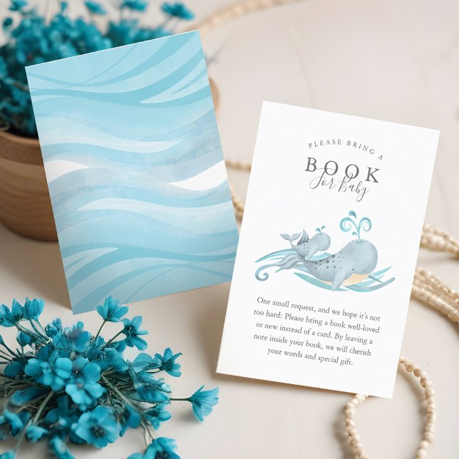 Cartão De Informações Mamães Brancas E Livros Para Bebês (Cute Whimsical Mommy & Baby Whale Books For Baby Enclosure Card)