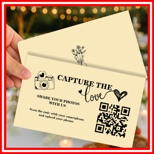 Cartão De Informações Manteiga Yellow Capture The Love QR Code Wedding
