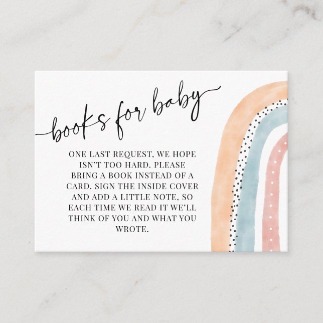 Cartão De Informações Manuais de Chá de fraldas arco-íris de aquarela pa (Frente)