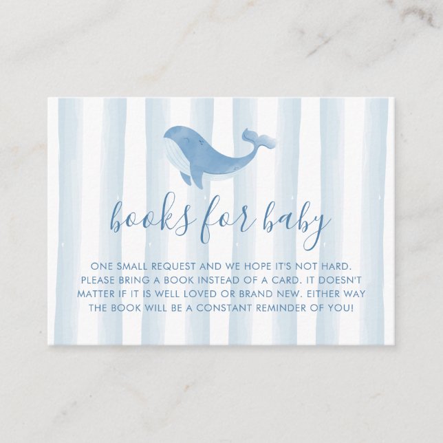 Cartão De Informações Manuais de Chá de fraldas de Baleia Azul de Aquare (Frente)