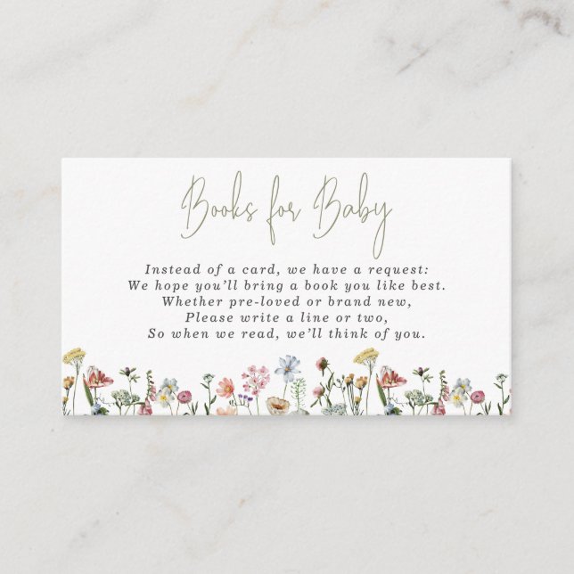 Cartão De Informações Manuais de Flores Selvagens de Aquarela para Bebê (Frente)