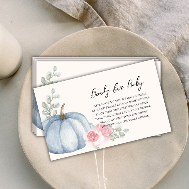 Cartão De Informações Manuais de Pumpkin de Aquarela Elegante para Bebê (Elegant Watercolor Pumpkin Books for Baby Enclosure Card)