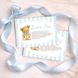 Cartão De Informações Manuais de Urso Azul Moderno e Suave para Bebê