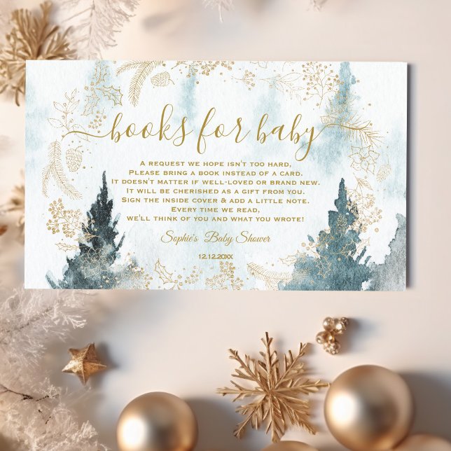 Cartão De Informações Manuais Dourados Para Bebê Da Cena De Inverno (Criador carregado)