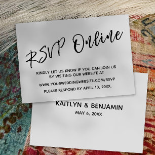 Cartão De Informações Manuscrito Casual Online RSVP de Casamento