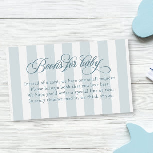 Cartão De Informações Manuscrito Elegante Stripes Chás de fraldas Livros