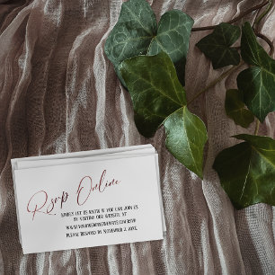 Cartão De Informações Manuscrito Rosa Elegante Dourado RSVP Online de Ca