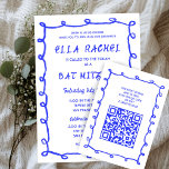 Cartão De Informações Mão de Loops Mensais Desenhada Personalizada Bat M<br><div class="desc">CARDS ENCLOSURE perfeitos para incluir para uma morcega mitzvah, bar mitzvah ou outra comemoração judaica! A mão fez uma armação de pinceladas bagunçadas para você no lado da frente! TOTALMENTE PERSONALIZÁVEL! Clique em "Personalizar" acima para editar o texto e adicionar seu link ao código QR. Clique em "editar usando a...</div>