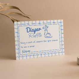 Cartão De Informações Mão Desenhada Azul Pão Vaso Bebê Fralda Raffle