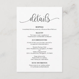 Cartão De Informações Mão Negra Moderna - design, Detalhes do Casamento